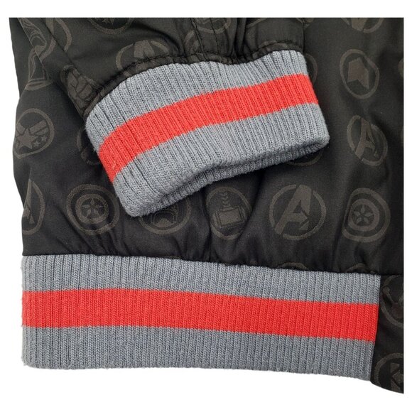 Marvel x Disney Avengers Graphic Varsity Jacket Hood Black Red Boys Size 4 - Picture 8 of 12